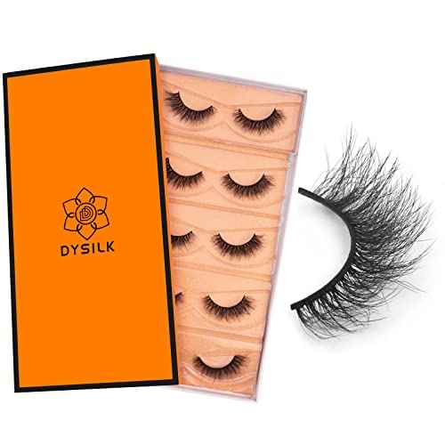 DYSILK Wispy Lashes False Eyelashes - Mink Lashes 5 Pairs 6D Faux Eyelash Extension False Eyelashes Mink Lash Natural Look Fake Eyelash Reusable Strip Lash Kit | Wispy-10-15mm