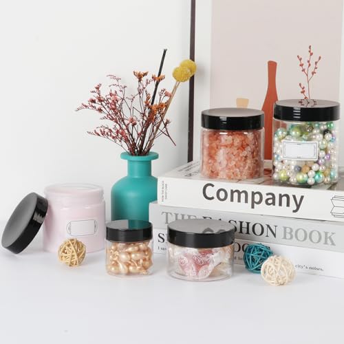 SZUAH 6 oz Plastic Containers with Lids 40Pack, Plastic Jars with Lids 6 oz, Empty Clear Slime Containers for Lotion, Cream, Body Butter, Makeup, Travel Storage(180ml, Set of 40)