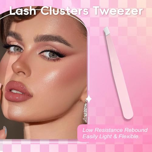 FADLASH Lash Extension Kit Volume Fluffy Lashes Clusters D Curl Eyelash Extensions with Bond and Seal Tweezers for DIY at Home Natural and Soft (100D-0.07D-12-18MIX KIT)