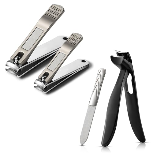 BEZOX Nail Clippers with Catcher for Seniors for Thick Nails, Fingernail and Toenail Clippers