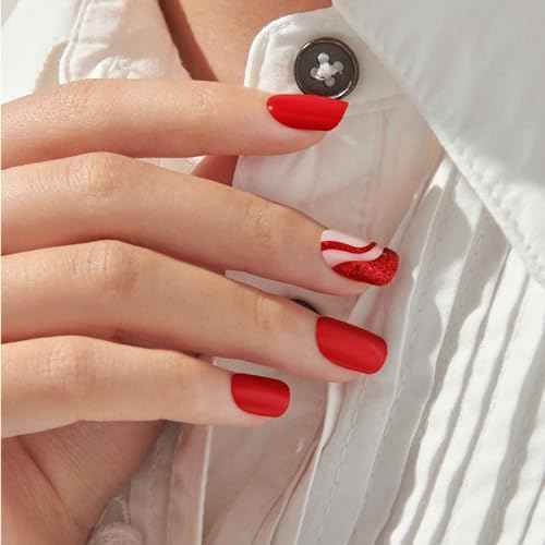 KISS imPRESS Design Press On Nails , ¡®Endlessly¡¯, Red, Short Squoval, PureFit Technology, Chip Proof, Smudge Proof, Waterproof, Nail File, Manicure Stick & 30 Fake Nails