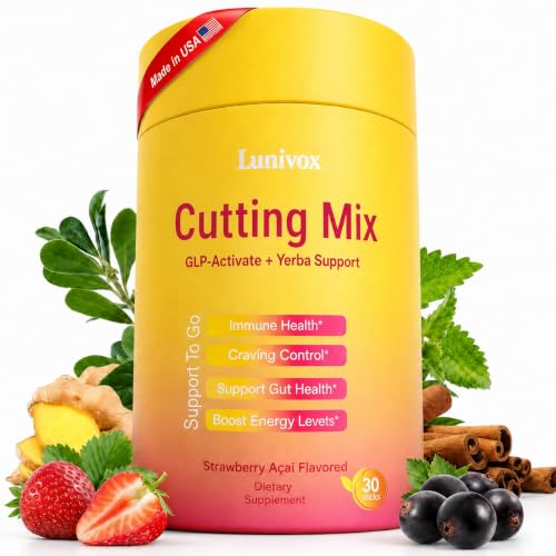 Lunivox GLP-1 Drink Mix with Prebiotics, Strawberry Açaí Flavor, 30 Sticks