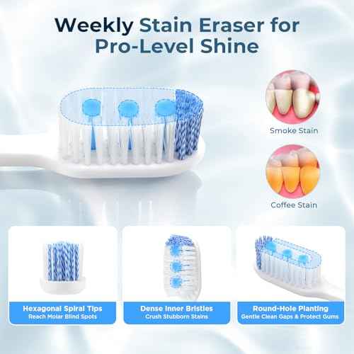 Soft Toothbrushes for Morning Freshness & Night Cleanliness -10000+ Soft Bristle Toothbrush for Sensitive Gums|Medium Toothbrushes for Deep Plaque Removal, Daily Clean & Weekly Brightening