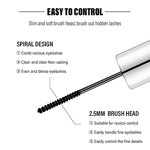 Waterproof Mascara for Fine Short Eyelash, Washable Voluminous Eyelash Mascara Intense Lengthening Mascara for Women, Black (0.1 fl. Oz)