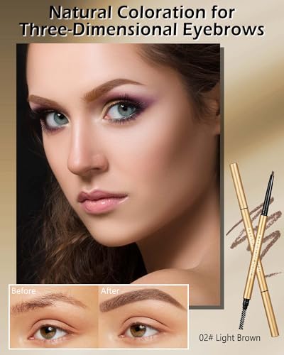 Eyebrow Pencil 12-Pack Retractable Ultra-Fine Waterproof