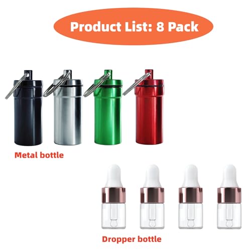 8 pcs Travel Dropper Bottles Set - 2ml Glass Essential Oil Bottles