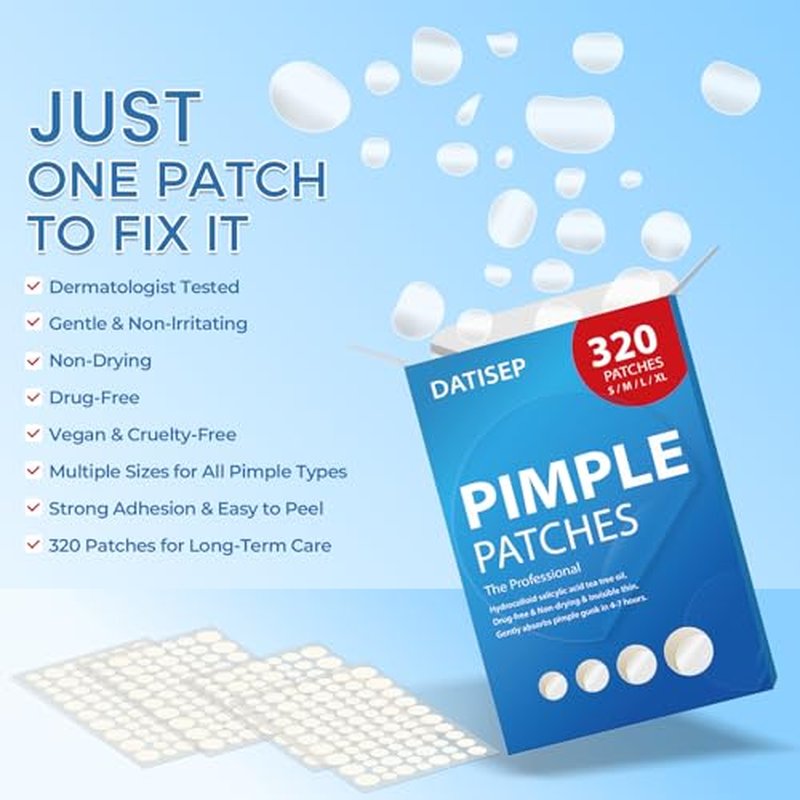 DATISEP Hydrocolloid Pimple Patches - 320 Count, 4 Sizes