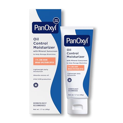 PanOxyl AM Oil Control Moisturizer, NEW Sheer Formula, Absorbs Excess Oil and Reduces Shine, with Mineral Sunscreen for Acne Prone and Oily And All Skin Tones - 1.7 oz