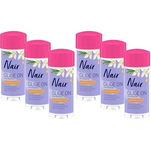 Nair Glide On Hair Removal Cream, Arm, Leg, and Bikini Hair Remover, Depilatory Cream, 6-pack, 3.3 oz Stick