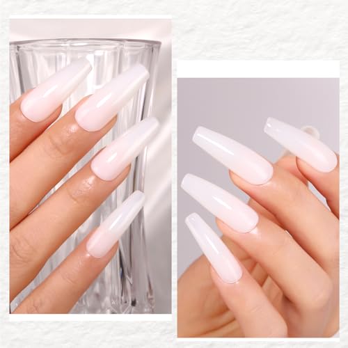 Imtiti Rubber Base Gel Polish, 15ML Milky White Color Base Gel For Nails Builder Gel Sheer Jelly Gel Nail Polish Strengthener Gel Nail For Starters DIY Nail Art Soak Off UV LED