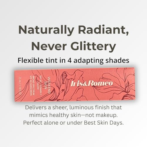 IRIS&ROMEO Weekend Skin SPF 50 Instant Glow Tinted Mineral Sunscreen with Vitamin C + Niacinamide Full Size 1.18 Oz - Universal Glow (Sheer Luminosity)