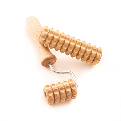 tuuli Body and Face Roller, Multi-Functional Wooden Massage Roller, Helps Ease Muscle Tension and Support Skin Health, Natural Face Massage Tools, Set of 2 (2 piece set A)