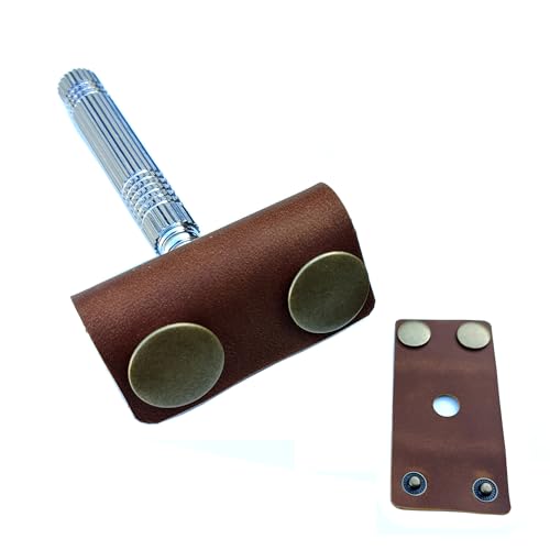 Handmade leather Double Satety Edge Razor Head Protective Sheath For men, Leather Shaving Travel Cover Fits Most Safety Razors (Brown)