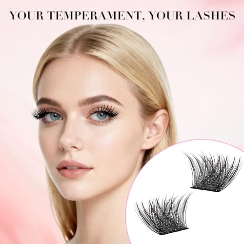 Wispy Lash Clusters Kit, 144Pc D Curl 8-16mm with Bond, Remover & Tweezers