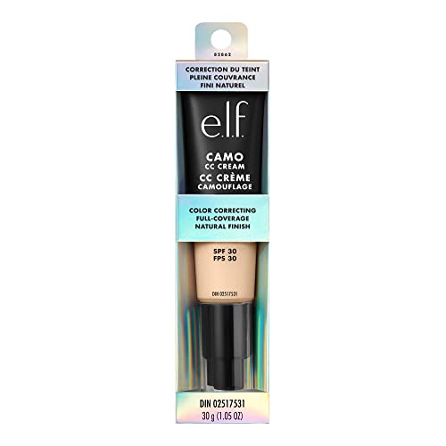 e.l.f. Camo CC Cream SPF 30 - Medium to Full Coverage Face Foundation, Fair 100 W, 1.05 oz