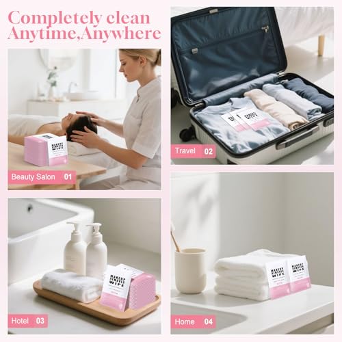 Pack of 50 Pcs Travel Makeup Remover Wipes Individually Wrapped,Sakura Scent,Face Cleansing Wipes Bulk, Towelette Makeup Remover Cloth for Face Cleansing Skin Care Remove Makeup