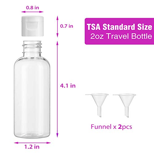 Dabacc 30Pcs 2oz Clear Plastic Travel Bottles Flip Cap