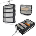 Hanging Suitcase Organizer with Compression - 4-Compartment Travel Closet