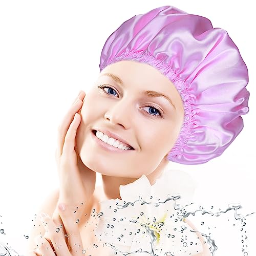 Reusable Shower Caps for Women, 4-Pack Double Waterproof