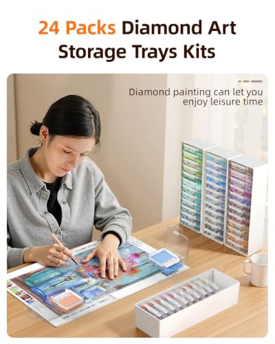 Redtwo 24-Piece Diamond Painting Storage Trays Set, White - Organizer & Drill Containers
