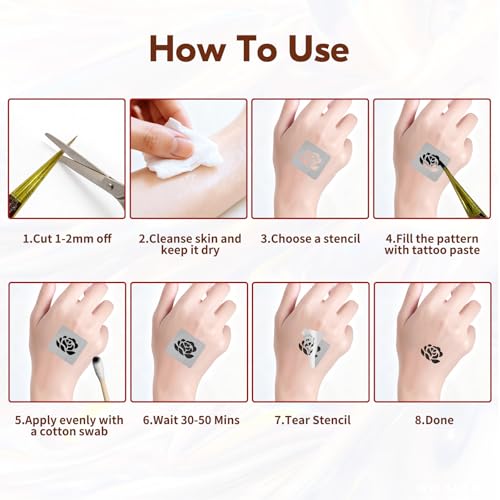 Henna Tattoo Stencil Kit with 136 Stencils & 6 Inks
