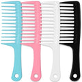 Blue Pink White Black 4PCS Wide Tooth Comb Set for Curly Wet & Long Hair