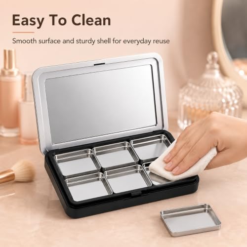 VOSCHOIX Magnetic Refillable Makeup Palette 2 Pack Portable with Mirror