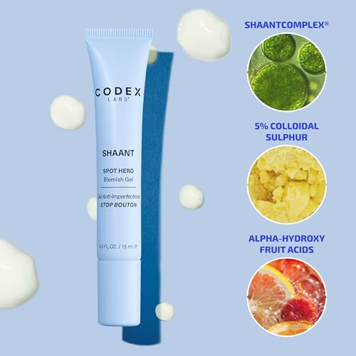 Codex Labs Shaant Spot Hero ? Clinically Tested 5% Sulfur Acne Spot Treatment | Shrinks Breakouts Without Over-Drying | For Sensitive, Blemish-Prone Skin | 0.5 oz