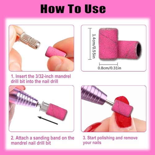 Haozher 135 Pcs Nail Drill Sanding Bands Set, 4 Grits