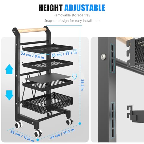 Esthetician Cart with Wheels Salon Tray Cart Salon Rolling Trolley, Hair Styling Salon Trolley Cart, Rolling Storage Cart Utility Cart with Extra Hanging Cups and Hook Handles Lockable Wheels