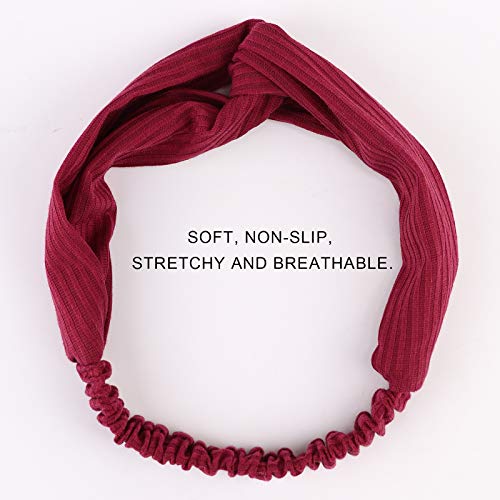 AQOKKA Boho Non-Slip Knotted Headbands for Women - Soft Elastic Hair Band