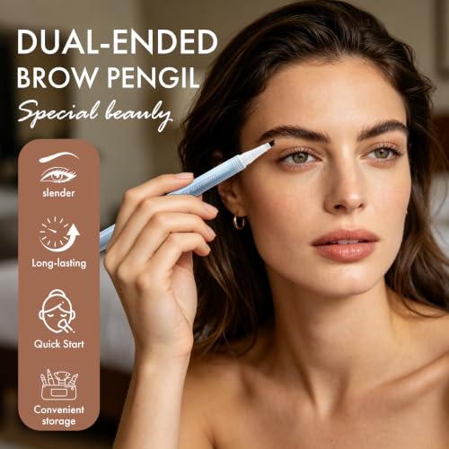 Dual-Ended Eyebrow Pencil with Spoolie Brush – Waterproof Gray