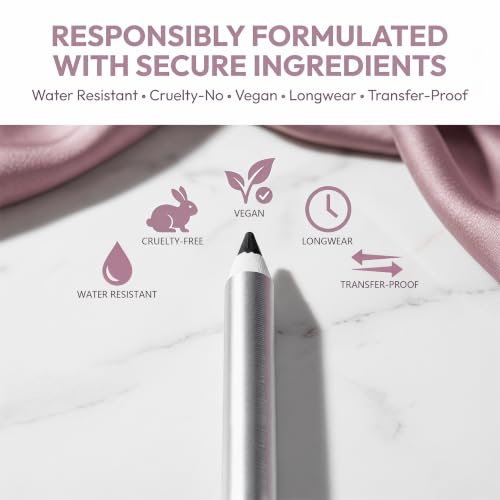 Foleto Waterproof Black Eyeliner Pencil with Built-In Sharpener - Long Lasting & Smudge Proof