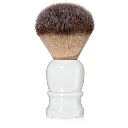 Mr. Fine Better Than Badger Shaving Brush, Ultra-Soft Synthetic Angel Hair Bristles for Men¡¯s Wet Shaving, Easy Lather & Smooth Glide, Ergonomic Handle, White