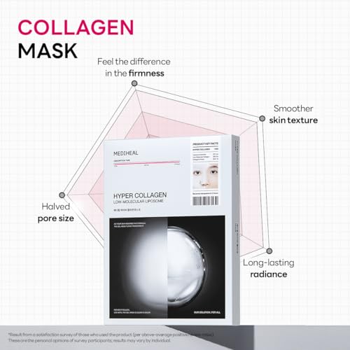 Mediheal Hyper Collagen - Collagen Real Deep Mask, Overnight Firming & Hydrating Gel Mask, Pore Appearance Refining, Plumping & Elasticity Care, Korean Skincare (10ea)
