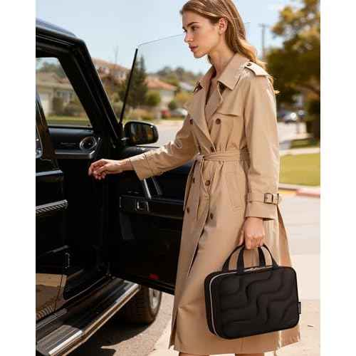 HOTOR Hanging Toiletry Bag - Spacious Travel Toiletry Bag for Women & Men, Multi-Pocket Makeup Organizer, Travel & Cruise Essentials for Business Trip, Gym, Black, 11.0" x 8.7" x 3.9"