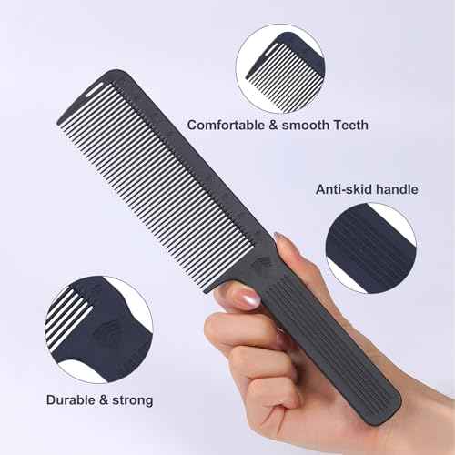 PERFEHAIR 2-Pack Professional Barber Clipper Comb for Fade Blending Flat Top Haircuts 9.4 Inch Carbon Fiber Anti-Static Heat Resistant Durable Hair Cutting Comb for Men & Women