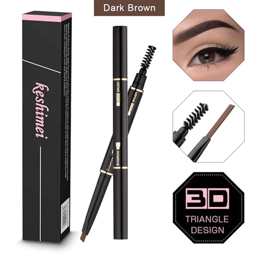 Waterproof Eyebrow Pencil 2 Pack with Brush - Dark Brown