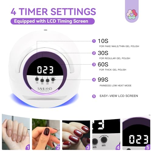 SAVILAND 300W U V LED Nail Lamp: Motion Sensor Nail Dryer Super Fast Curing U V Light SAVILAND Nail Face Mask for Nail Drill: Salon Clear Visibility & Comfortable Wear Full Face Mask Splash Resistant