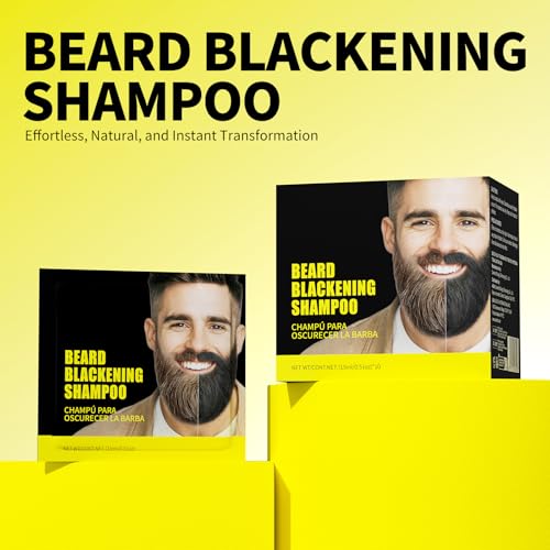 gowwim Beard Dye Shampoo for Men, Natural Plant Extracts Blackening Beard Color Skin-Friendly 10x15ml Travel Packs