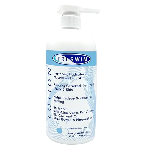 TRISWIM Swim Lotion 32oz | Neutralizes Chlorine, Bromine & Saltwater Odors | Deep Moisturizing Formula for Post-Swim Care | Aloe Vera, Shea Butter & Coconut Oil | Zen Grapefruit Scent