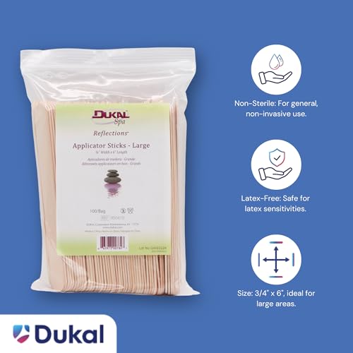 Dukal 3/4" x 6" Wood Applicator for Wax, Makeup, and Lotion - Pack of 100