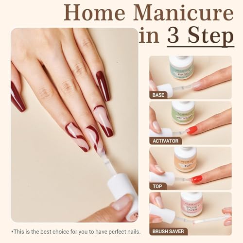 AzureBeauty 8-Piece Dip Powder Liquid Set - 15ml Base Top Coat & Activator