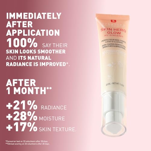 Erborian Skin Hero Glow, Non-Tinted Bare Perfector, Illuminates, Highlights, Hydrates, Smooths for Natural Radiant, Glass, Dewey Look, Korean Skincare