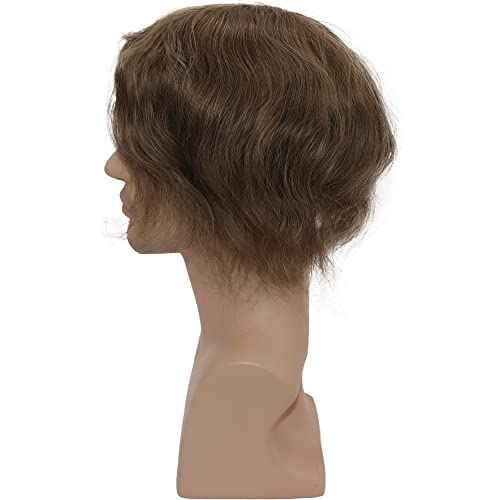 Mens Wigs Toupee for Men European Virgin Human Hair Weave Unit for Man Hair Toupee Mono Lace Top Skin PU Men Hair Replacement System Mens Hairpiece (#18 Dark Blonde Brown Color)