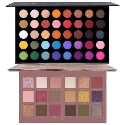 Prism Makeup 40 Shades Colorful Rainbow Eyeshadow Palette with 18 Colors Rosy Nudes Light Smokey Eyeshadow Palette