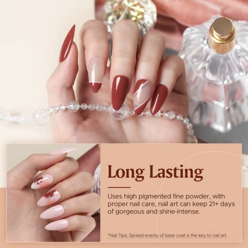 20 Colors Dip Powder Nail Kit Starter, AZUREBEAUTY Classic Nude Collection Glitter Pink Neutral Chocolate Brown Skin Tone Dipping Powder Liquid Set with Top/Base Coat French Nail Art Manicure DIY
