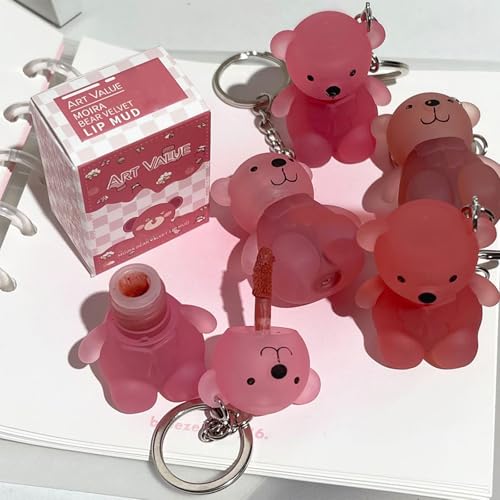 3-Color Lip Tint Set with Keychain - Waterproof & Moisturizing