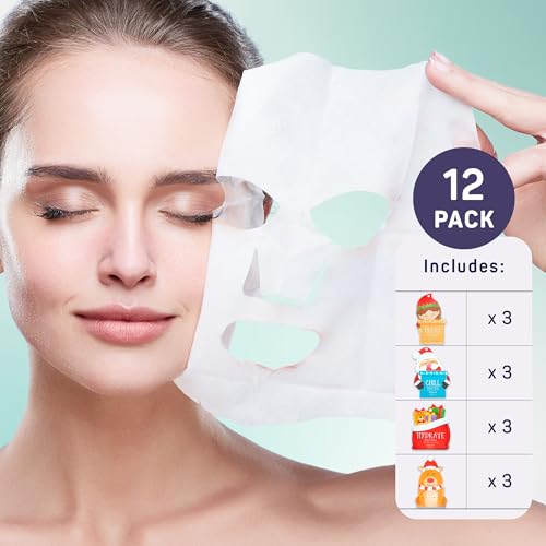 SpaLife Beauty Santa¡¯s Squad 2025 Christmas Face Mask Bundle | Korean Facial Masks | Hydrating, Soothing, Complexion Enhancing and Firming Sheet Mask Set | Christmas Gifts for Women | 12 Pack
