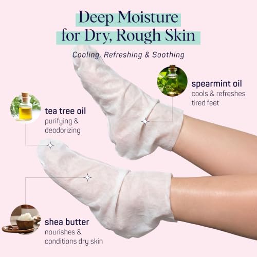 SpaLife Moisturizing Foot Mask Booties for Dry Cracked Feet - 8 Pack